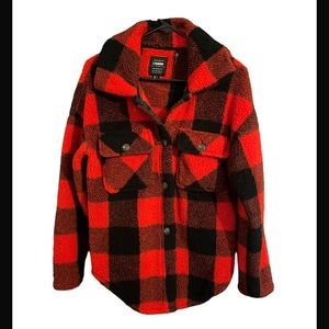 Women’s faux fur plaid jacket top